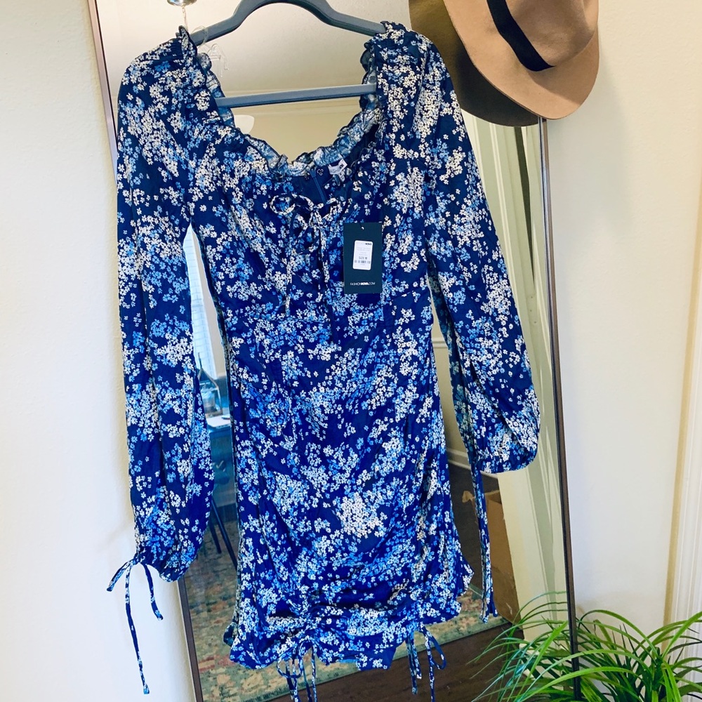 “Through The Garden” Ruched Mini Dress